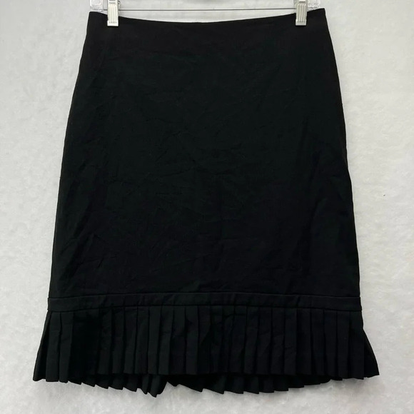 Grace Elements Skirt Women's Sz 6 Black A Line Side Zip Pleated Hem Knee Length - Picture 1 of 6